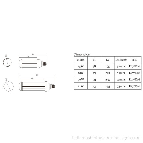 E27 15W SMD LED Corn Bulb - 45w cfl replacement - with ce rohs